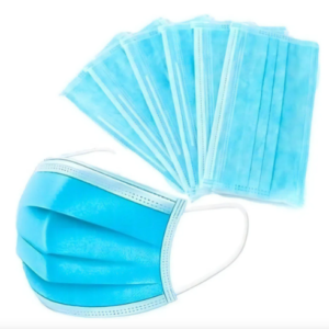 Barbijos tricapa con 4 tiras x 50